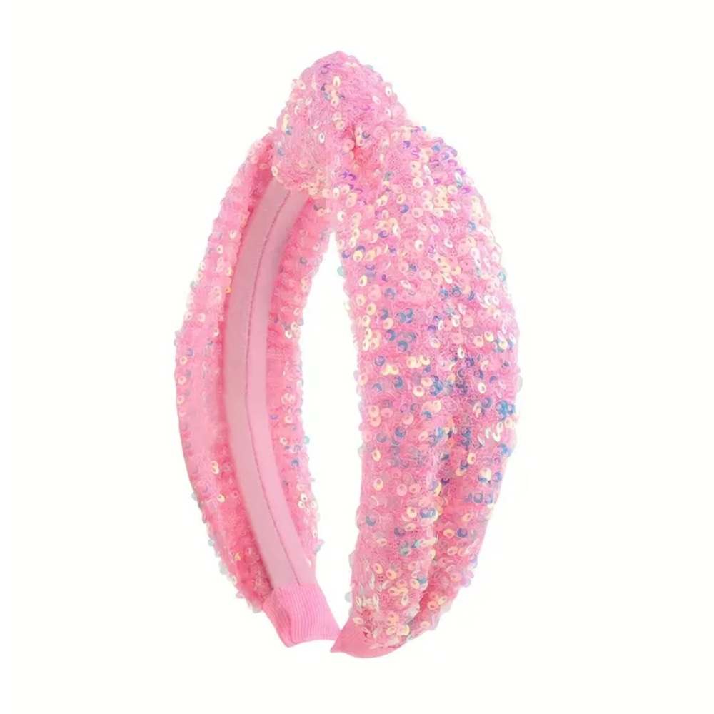 Pink Sequin Knotted Headband